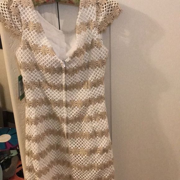 NWT Lilly Pulitzer Gold Daisy Lattice Dress size 0 - Picture 4 of 8